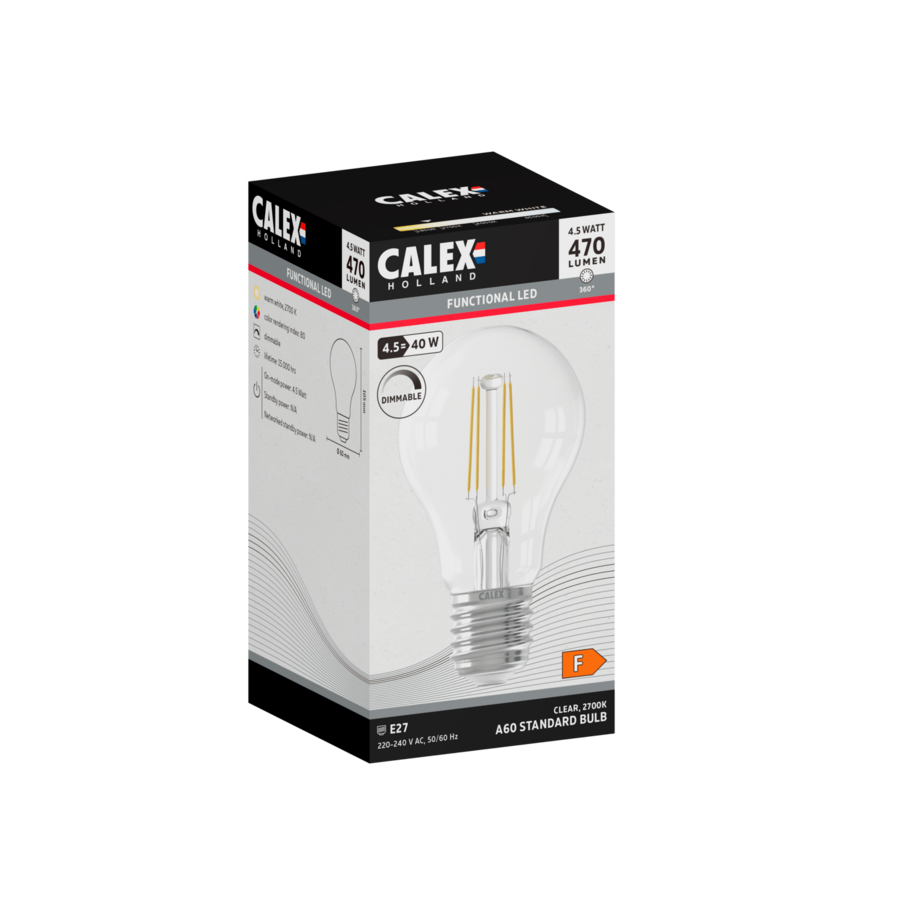 Standaard A60 Helder Straight filament 220-240V 4.5W 470lm 2700K E27 Dimbaar met LED dimmer-1