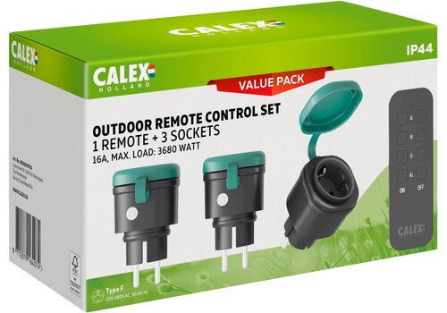  Calex Outdoor Remote Control Set 1 remote + 3 sockets 16A,3680W 