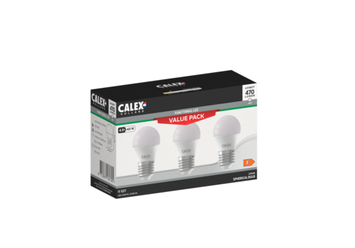  Calex Kogel P45 SMD 220-240V 4.9W 470lm 2700K E27 niet dimbaar 3PACK 