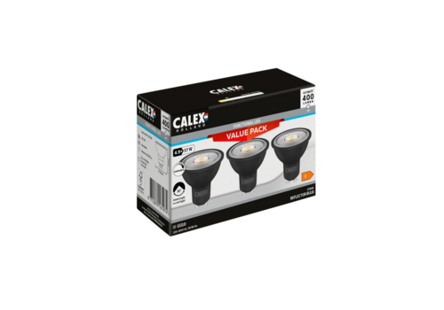  Calex Reflector Plastic GU10 Zwart SMD 4.5W 400LM 2700K 220-240V Dimbaar 3-Pack 