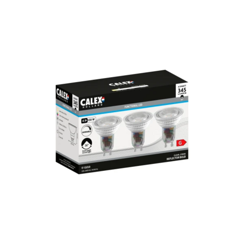  Calex Reflector GU10 SMD 3-Pack 4.9W 345LM 2700K 220-240V Dimbaar 
