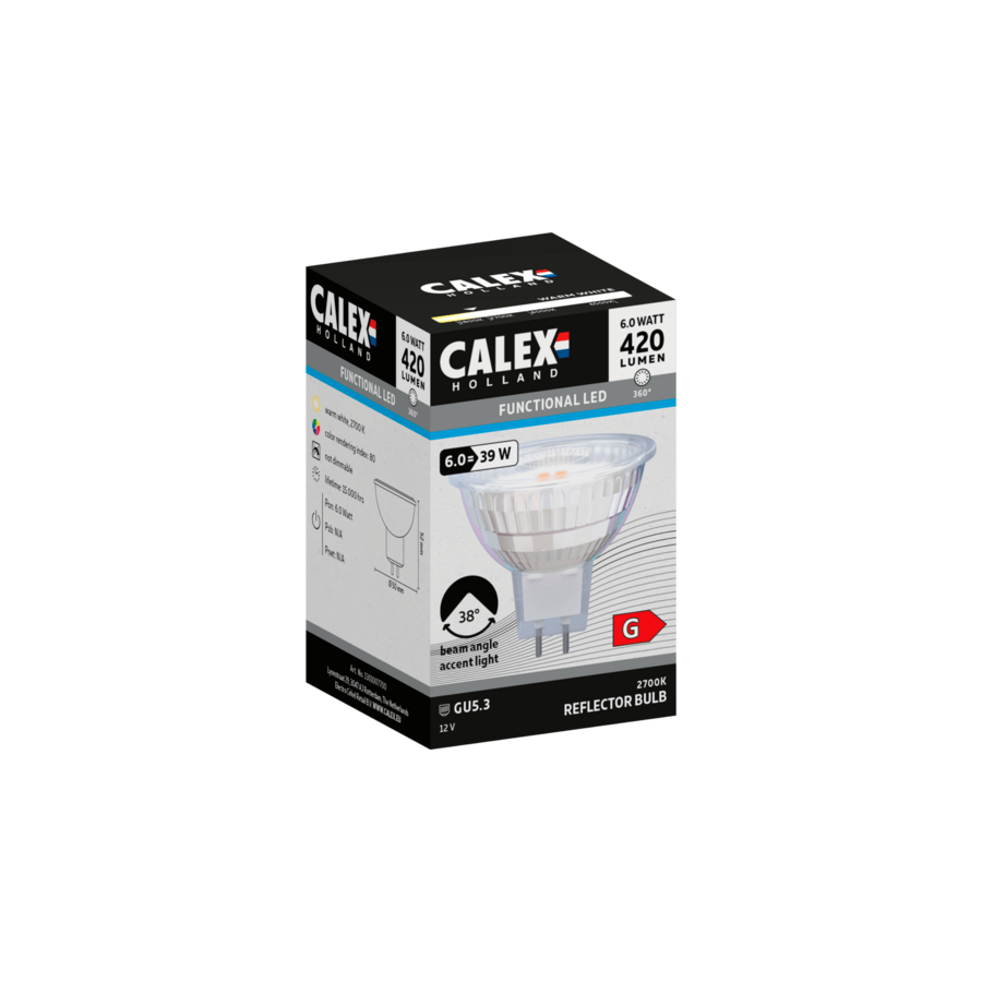 Reflector MR16 SMD 12V 6W 420lm 2700K GU5.3 niet dimbaar-1