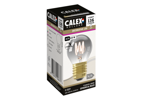  Calex Kogel P45 Titanium Flex Filament 220-240V 4W 136lm 1800K E27 Dimbaar met LED dimmer 