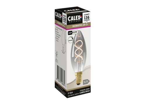  Calex Kaars B35 Titanium Flex Filament 220-240V 4W 136lm 1800K E14 Dimbaar met LED dimmer 
