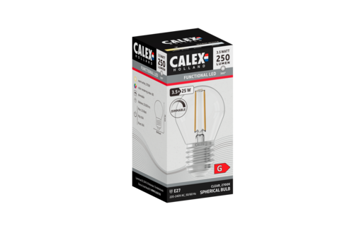  Calex Kogel P45 Helder Straight filament 220-240V 3.5W 250lm 2700K E27 Dimbaar met LED dimmer 