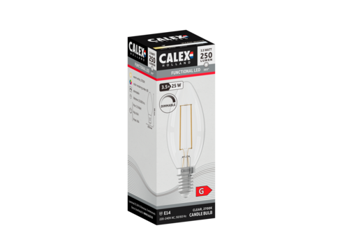  Calex Kaars B35 Helder Straight filament 220-240V 3.5W 250lm 2700K E14 Dimbaar met LED dimmer 