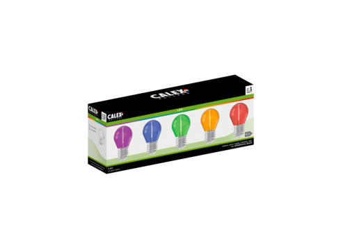  Calex Party LED Globe G45 set 220-240V 0,5W 1W  E27 5 kleuren (blue, purple, green, orange, red) 