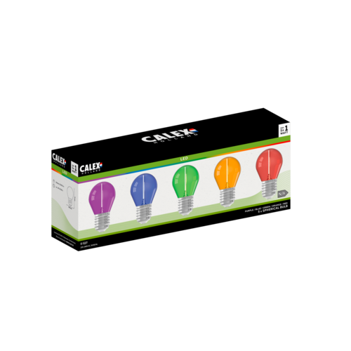  Calex Party LED Globe G45 set 220-240V 0,5W 1W  E27 5 kleuren (blue, purple, green, orange, red) 