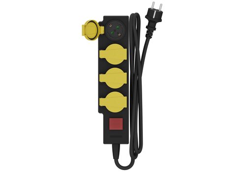  Calex Waterdichte contactdoos IP44 4-voudig met schakelaar, incl. 1,4 mtr kabel/stekker 