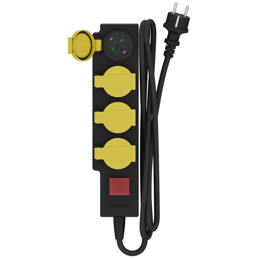 Waterdichte contactdoos IP44 4-voudig met schakelaar, incl. 1,4 mtr kabel/stekker-1