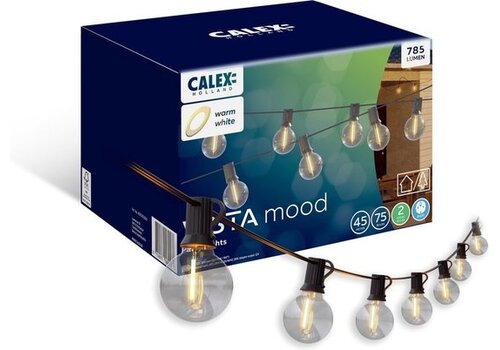  Calex Outdoor Party Lights 45M E12 0.2W 35LM 2700K 230V-12V1A Adapter and Remote Black 