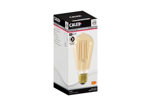  Calex Rustiek ST64 Goud met dag en nacht sensor Straight filament 220-240V 4.5W 470lm 2100K E27 niet dimbaar 