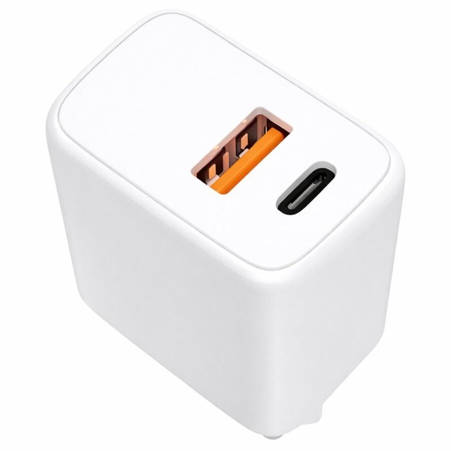 USB Adapter 1x USB-A + 1x USB-C Eurostekker Wit-2