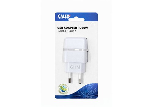  Calex Euro stekker USB Adapter 1USB A 1 USB C 