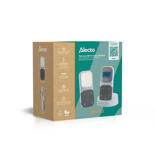  Alecto DBX140 Full Eco Audio babyfoon DECT met Display wit/grijs 