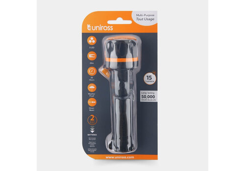  Uniross Heavy Duty Zaklamp 15LM, 2xAA 