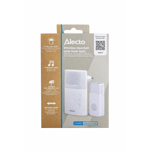  Alecto Draadloze Deurbel met Flitslicht Wit 