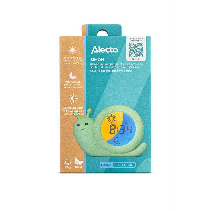 BC110GN SIMON - Slaaptrainer, nachtlampje en wekker, slak, mintgroen-1