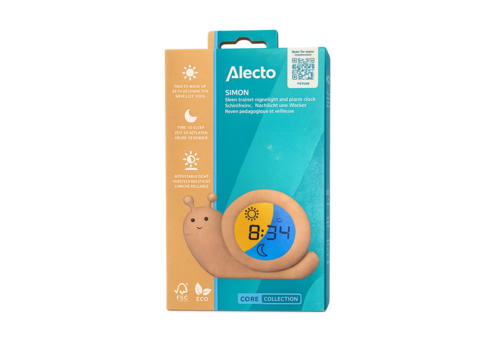  Alecto BC110BE SIMON - Slaaptrainer, nachtlampje en wekker, slak, taupe 