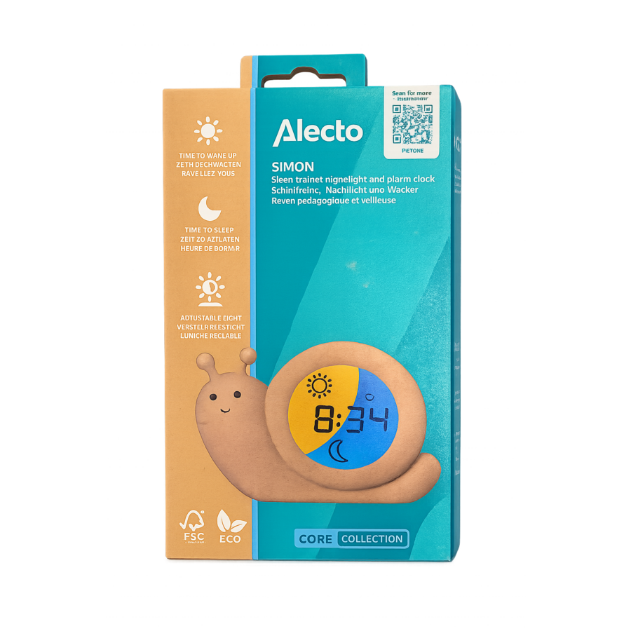 BC110BE SIMON - Slaaptrainer, nachtlampje en wekker, slak, taupe-1
