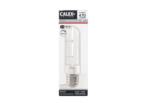  Calex Tube T32x125 Straight filament Clear E27 4W 470LM 2700K 220-240V Dimbaar 