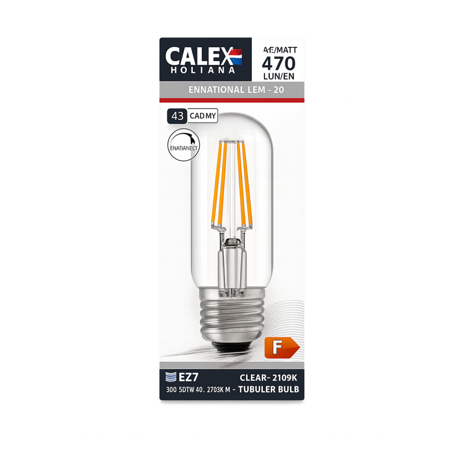 Buis T45 Helder Straight filament E27 4.5W 470LM 2700K 220-240V Dimbaar-1