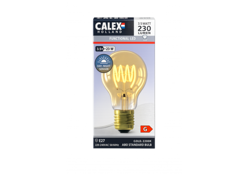  Calex Dag en Nacht Sensor Standaard A60 Goud Flex filament E27 3.5W 230LM 2200K 220-240V 