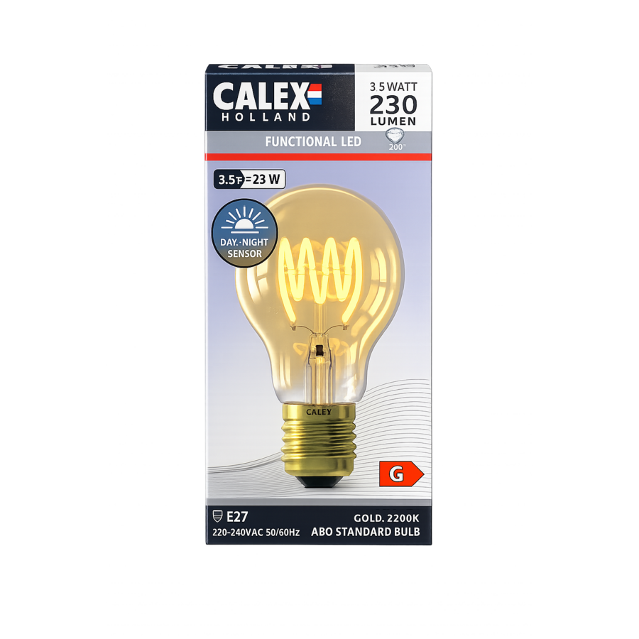Dag en Nacht Sensor Standaard A60 Goud Flex filament E27 3.5W 230LM 2200K 220-240V-1