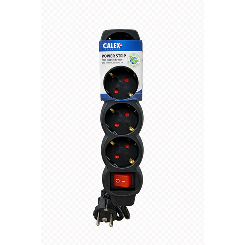  Calex 4V Stekkerdoos met Schakelaar Zwart 
