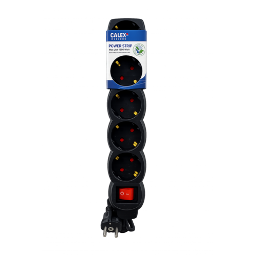  Calex Tafelcontactdoos 6 Voudig met Schakelaar Zwart 