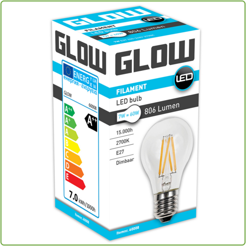  Glow Normaal E27 7W(=60W) 2700K 806LM Dimbaar 