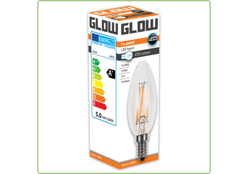  Glow Kaars E14 5W(=40W) 2700K 470LM Dimbaar 
