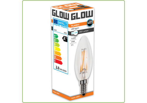  Glow Kaars E14 2W(=25W) 2700K 250LM 