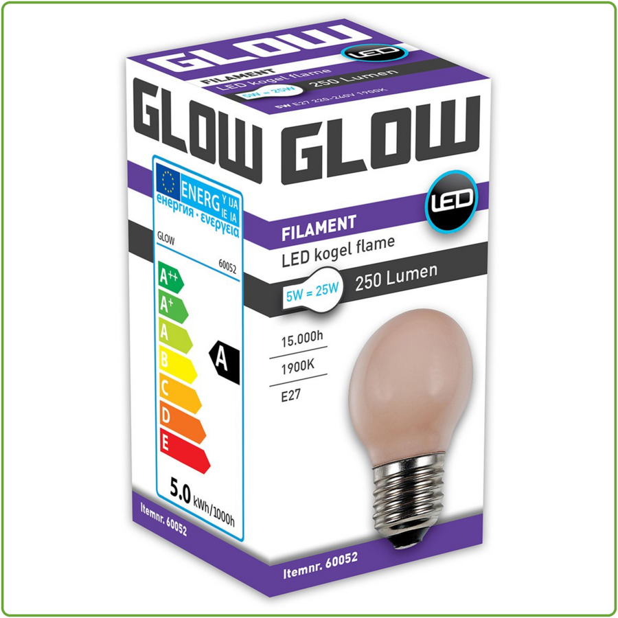 Flame Kogel E27 5W(=25W) 1900K 250LM Dimbaar-2