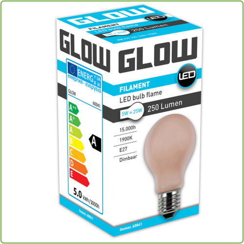  Glow Flame Normaal E27 5W(=25W) 1900K 250LM Dimbaar 