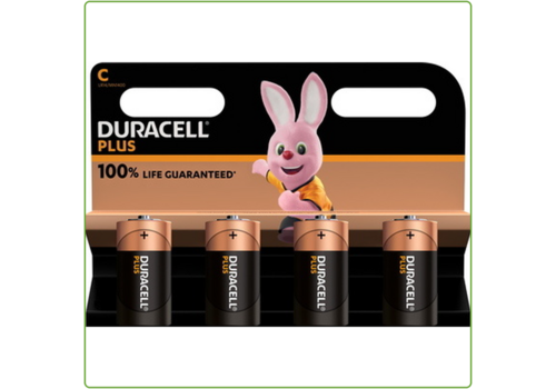  Duracell C Plus 100% Alkaline blister 4 