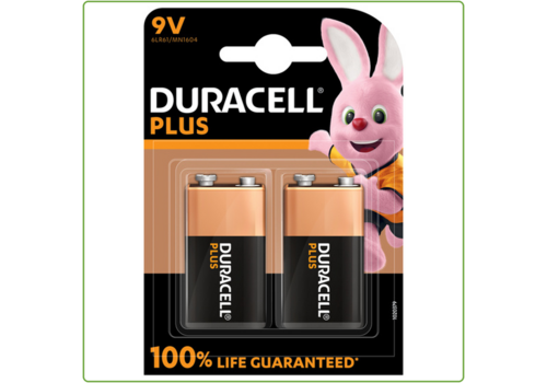  Duracell MN1604 9V Plus 100% Alkaline blister 2 