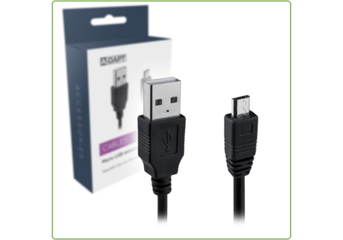  A-DAPT Data en Laadkabel USB-A > Micro USB 1m Zwart 
