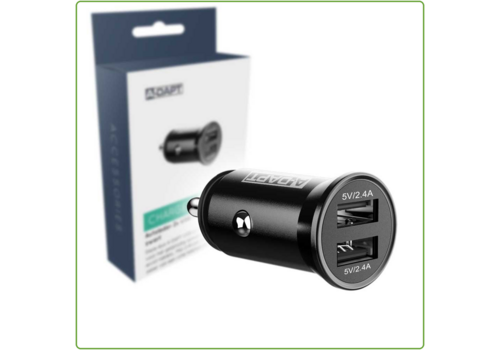  A-DAPT Autolader 2x USB Smart IC 4.8A Zwart 