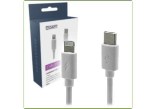  A-DAPT Laadkabel USB-C > Apple 8-pins wit 