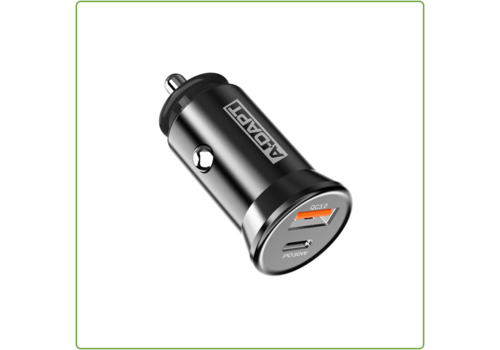  A-DAPT Autolader 1x PD3.0 30W + 1x USB QC3.0 18W Zwart 