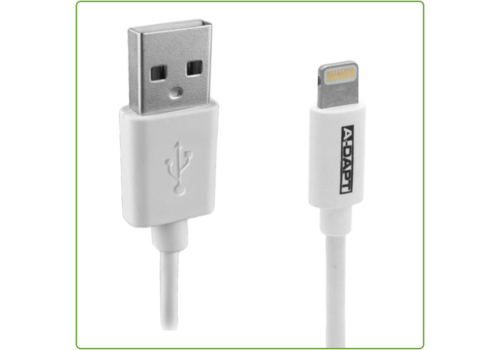 A-DAPT Data en Laadkabel USB-A > Apple 8-pins MFI 2m wit 