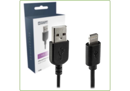  A-DAPT Laadkabel USB-A > Apple 8-pins 2m zwart 