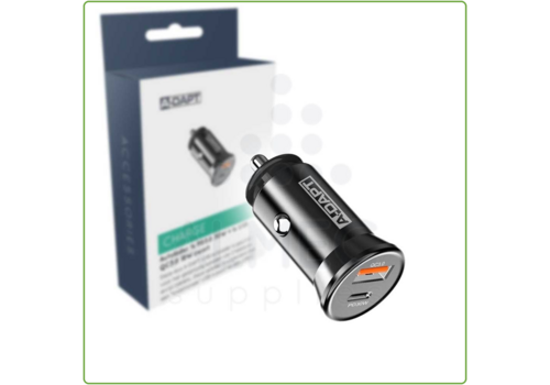  A-DAPT Autolader 1x PD3.0 30W + 1x USB QC3.0 18W Zwart 