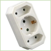 Verdeelstekker 2x euro + 1x RA verticaal wit