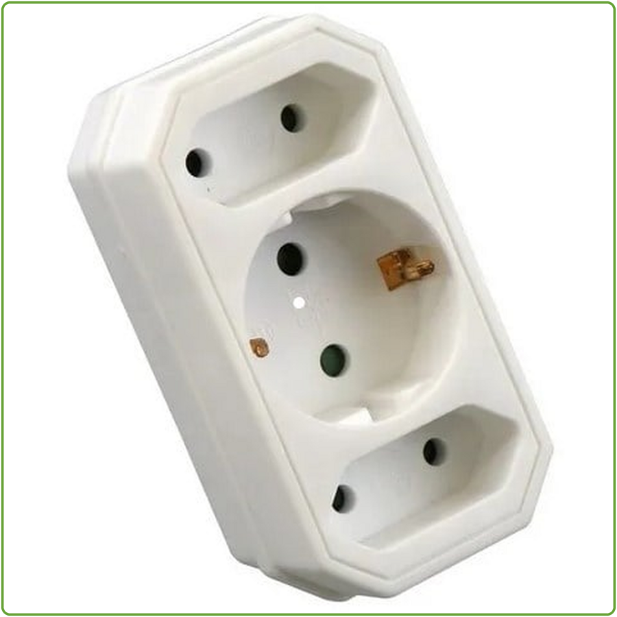 Verdeelstekker 2x euro + 1x RA verticaal wit-1