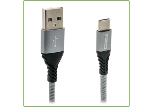  A-DAPT Data en Laadkabel USB-A > USB-C 1m PRO grijs 