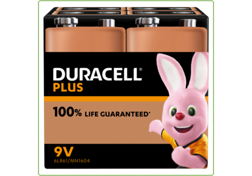  Duracell 9V Plus 100% Alkaline 4-pack 