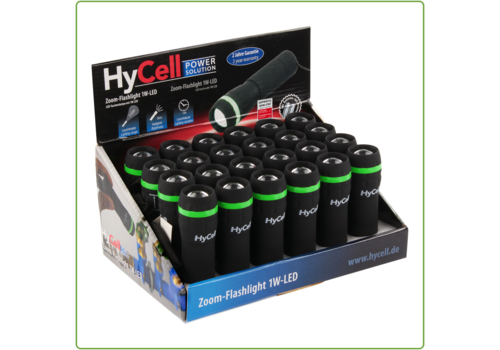 Hycell Display 24 stuks Zaklamp incl 3x AAA Zoom 55LM 