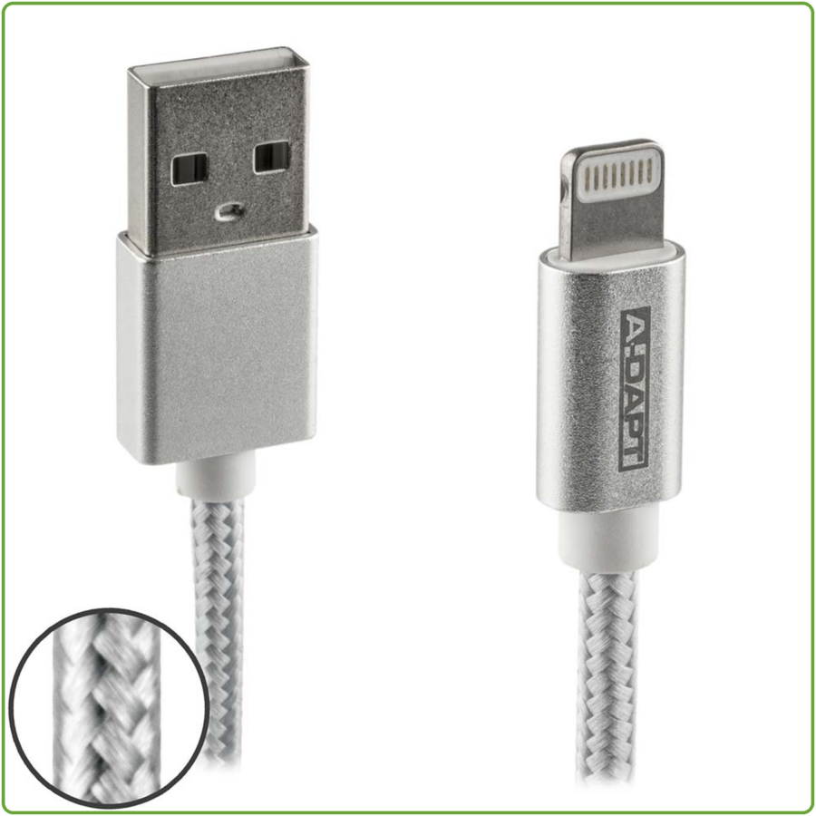 Data en Laadkabel USB-A > Apple 8-pins MFI 1m zilver-1